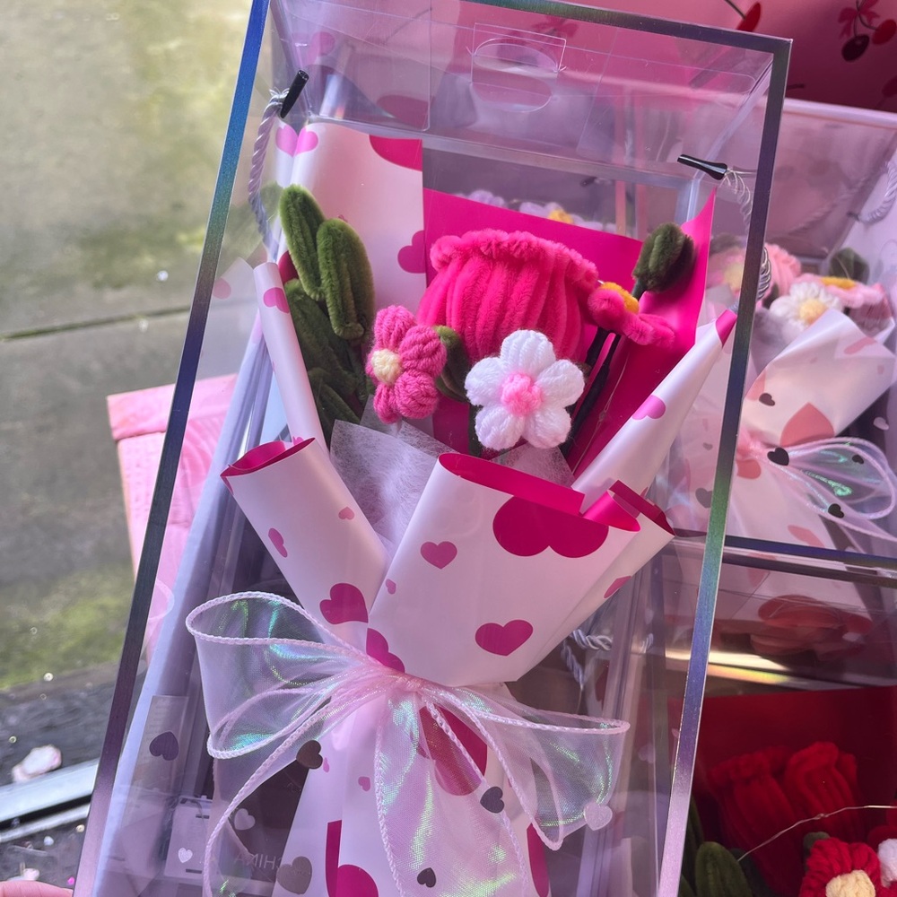 Pink and White Heart Bouquet handmade